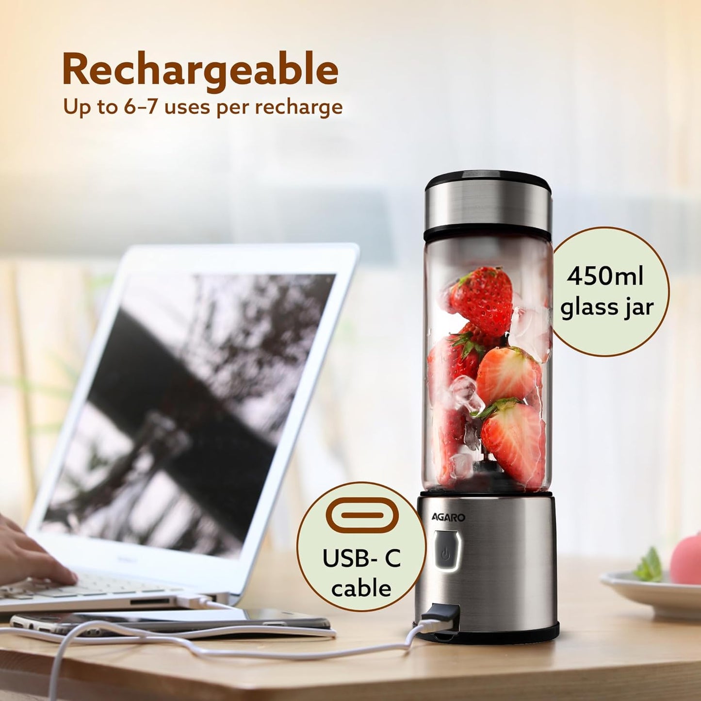 Portable USB Rechargeable Mini Juicer Blender,Electric Juicer Bottle