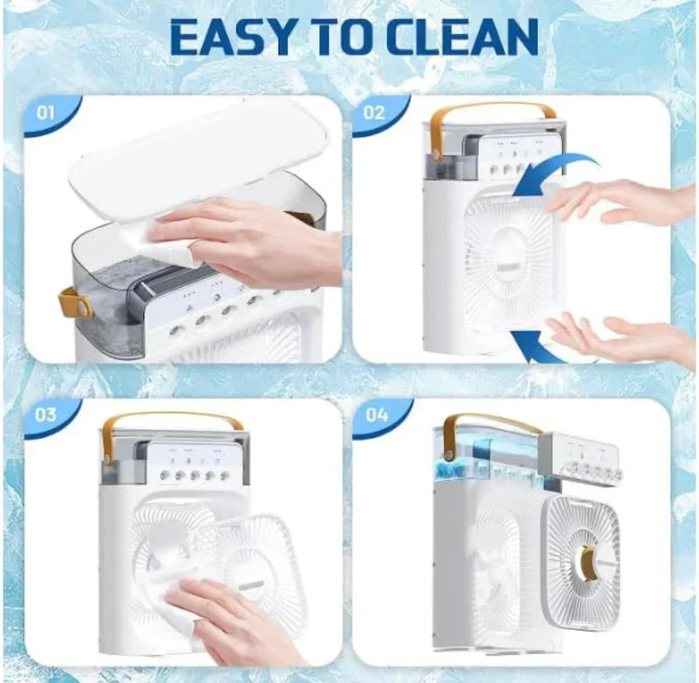 Portable Air Conditioner Fan 3 Wind Speeds 600ml Air Humidifier 7s LED Night Light Personal Cooling Fan Air Cooler Ice Air Cooler Fan Sprays 2 Year Warranty