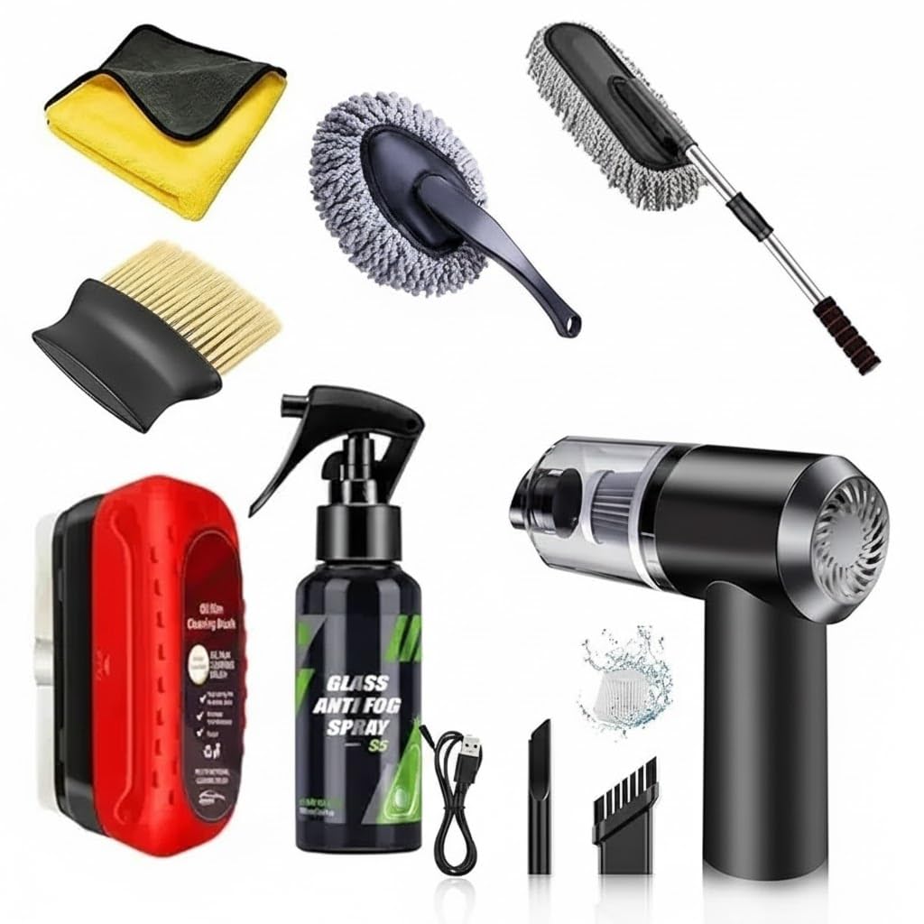 7 PCS Car Cleaning Kit with 3-in-1 Mini Vacuum