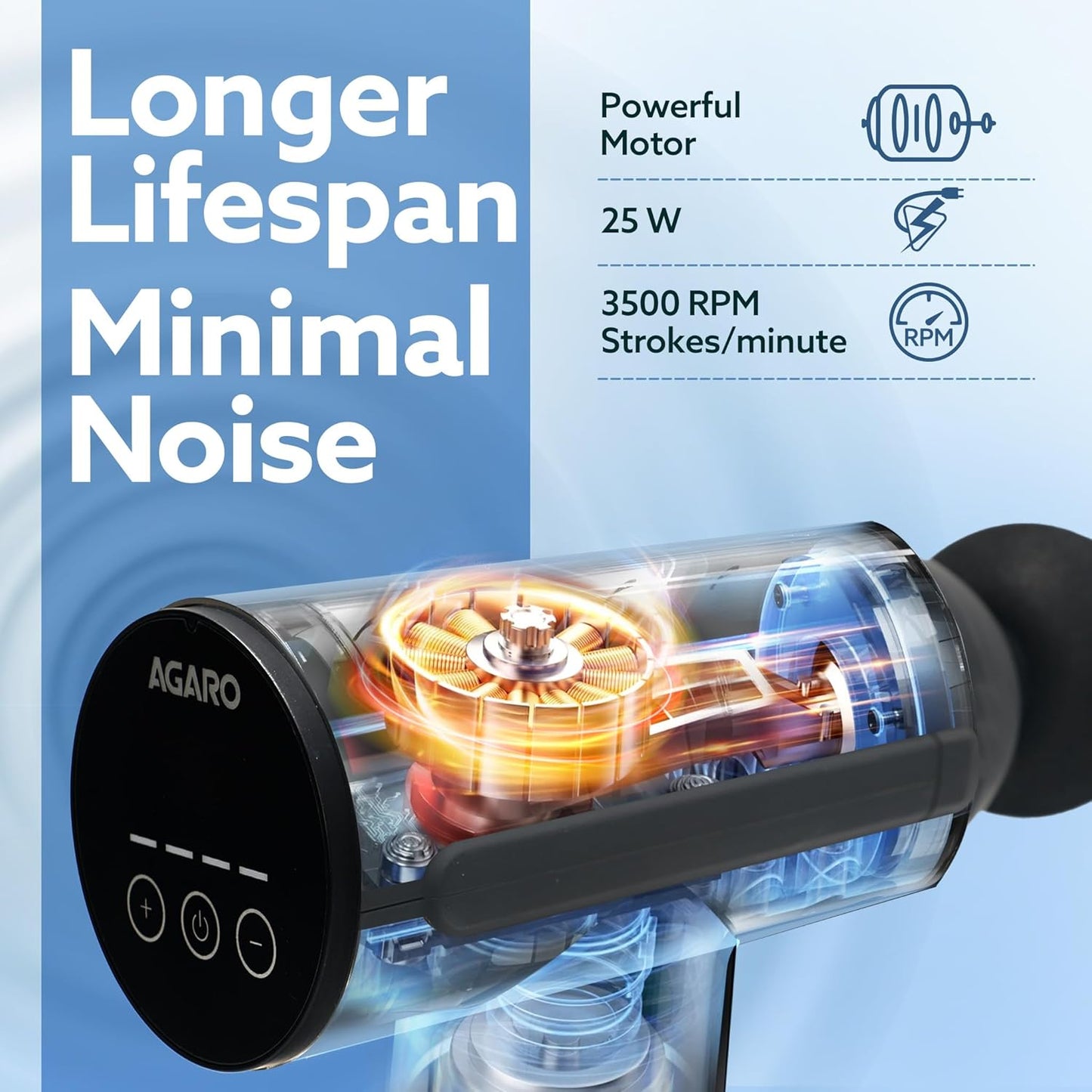 Massager Gun 4 Heads, 6 Speed, Rechargeable, Handheld, Percussion Muscle Massager for Full Body